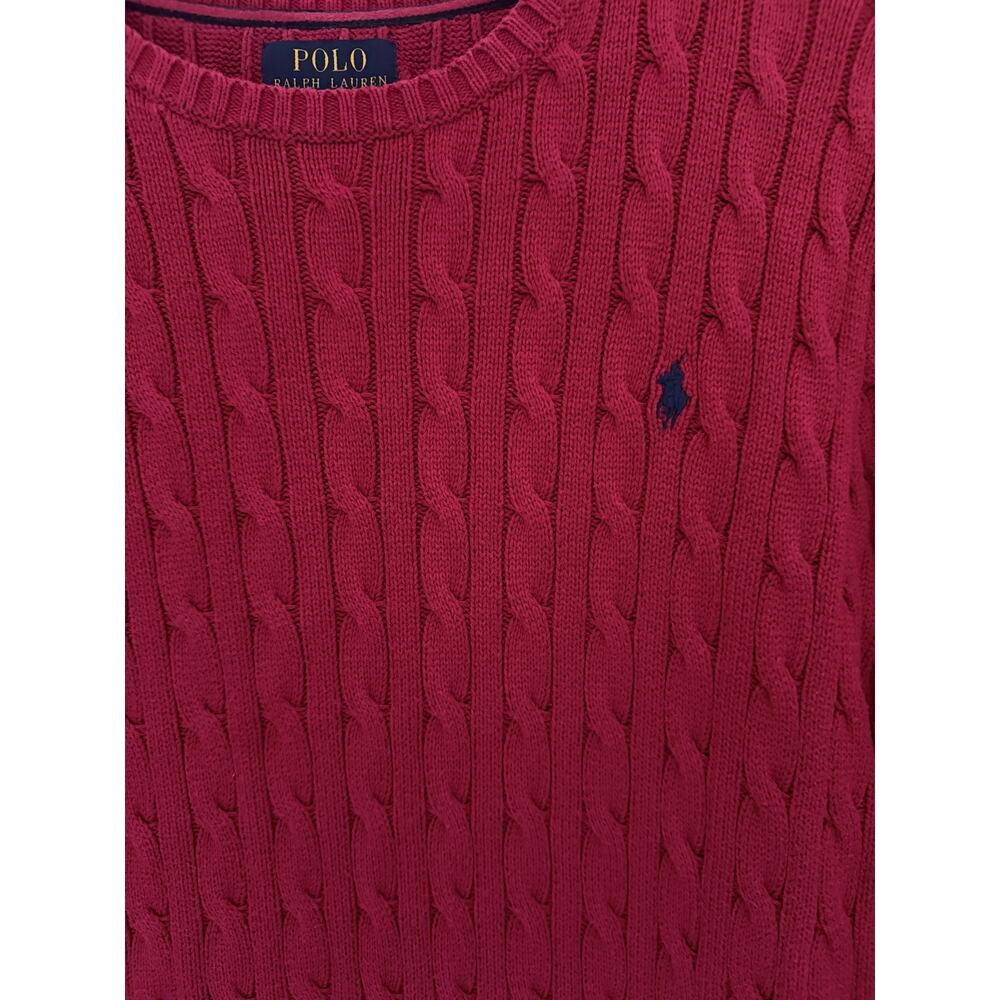 Polo Ralph Lauren Cable Knit Sweater Boys XL Red Cotton Pony Logo Classic - Picture 4 of 4